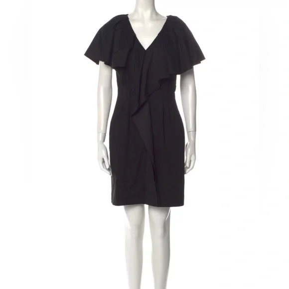 Black Halo | Dresses | Black Halo Vneck Short Sleeve Ruffle Cocktail Mini  Dress Size 6 | Poshmark